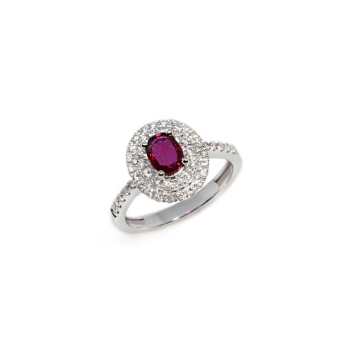 Ruby Diamond Ring (750 White Gold)